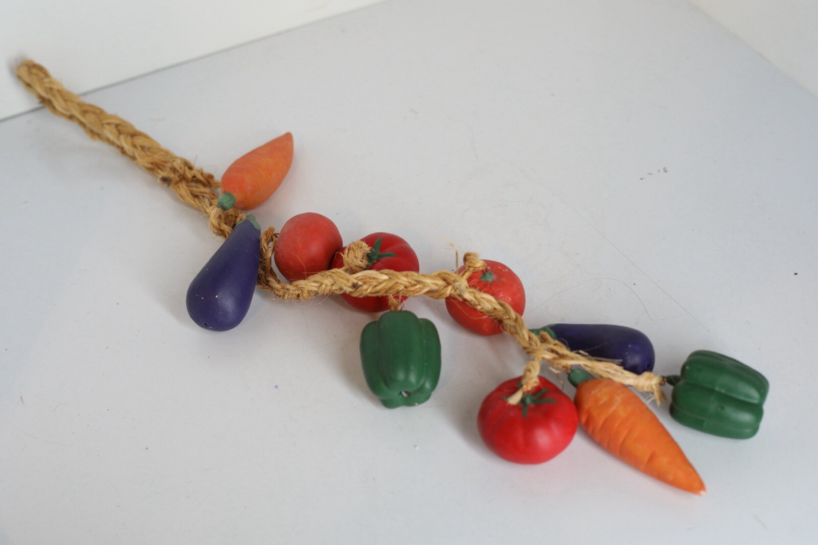 Assorted Multi-Color Hanging Vegetables in a Braided Rope Home Decor