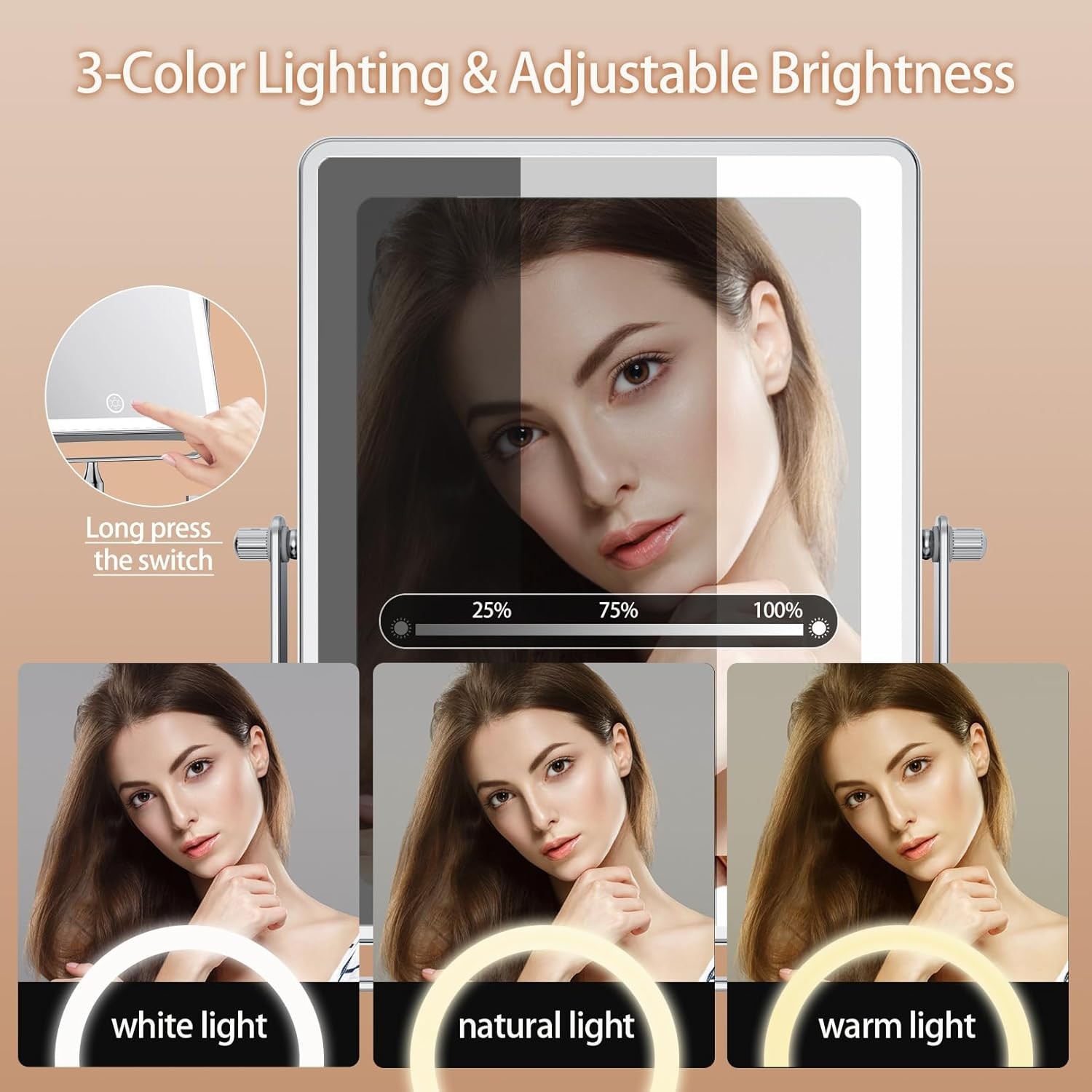 Rechargeable Wall Mount Makeup Mirror FASCINATE 5000mAh