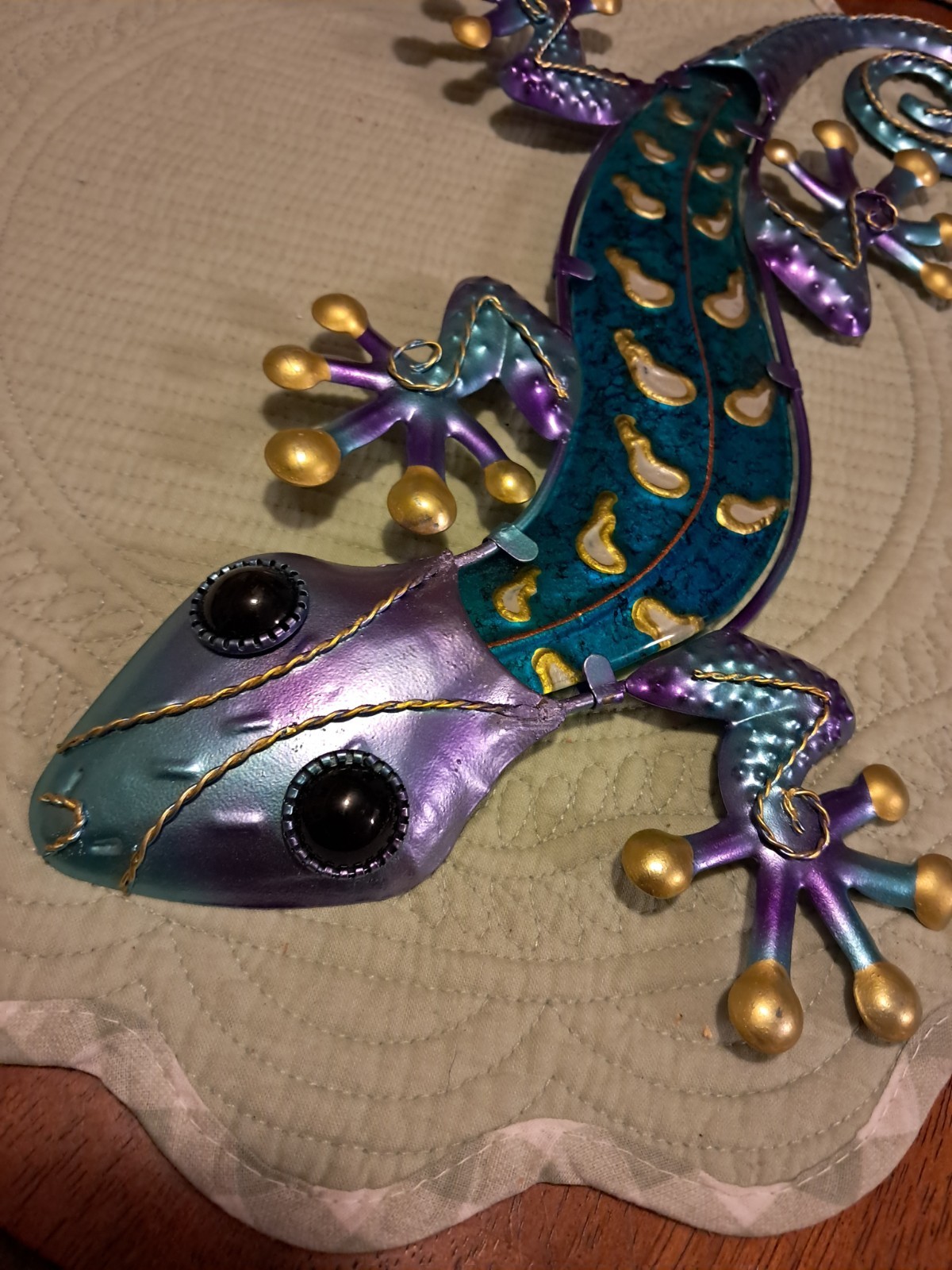 Metal And Glass Lizard Multi-color Wall Art 15 Inches By 7 Inches