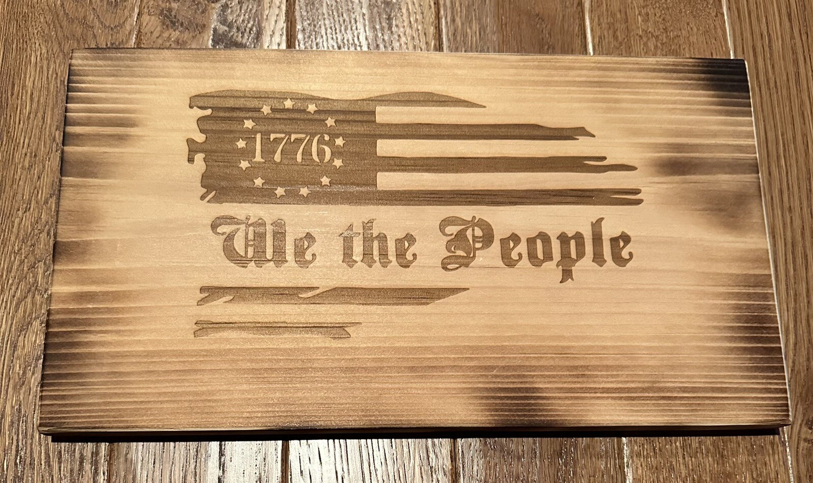 We the People American Torched Wood Wall Hanging 14” X 7.75”, Made In USA