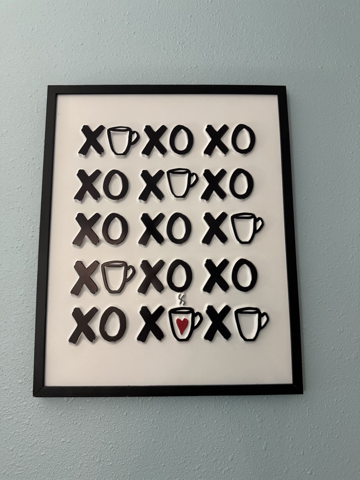 ML Studios Framed XO Coffee Wall Sign, Wood Vertical, Black 20.8 x 16.8 in