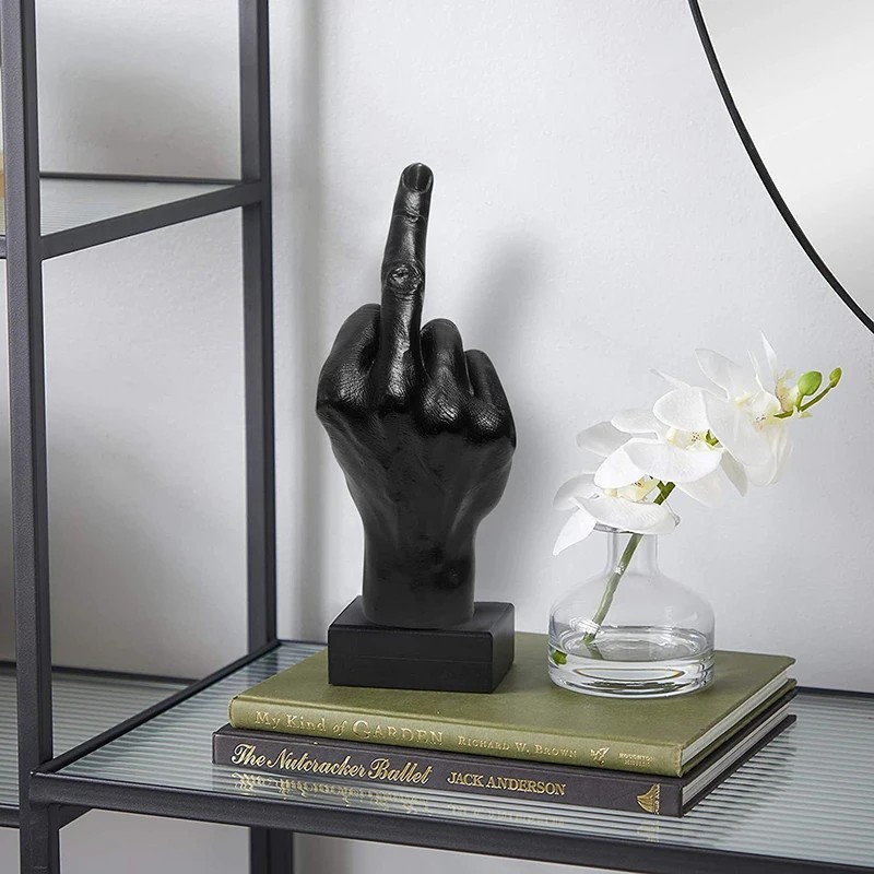 Middle Finger Resin Statue Ornament Desktop Figurine Home Office Decor Sculpture
