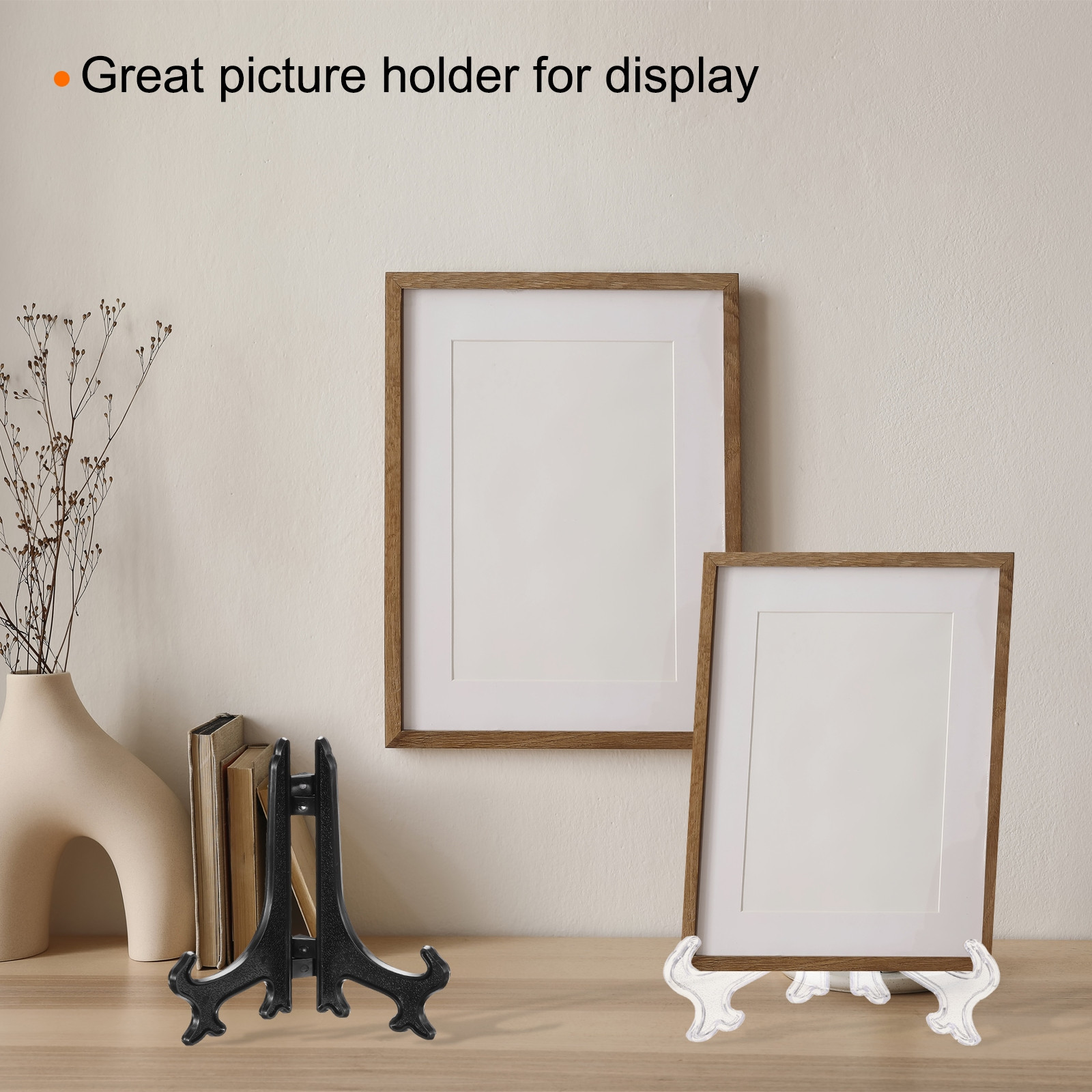 7″ Acrylic Plate Stands for Display Stand Plate Holder Black 12Pcs