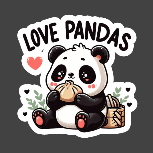 Panda Sticker Vinyl Decal Love Pandas Cute Animal Bamboo Cartoon Art