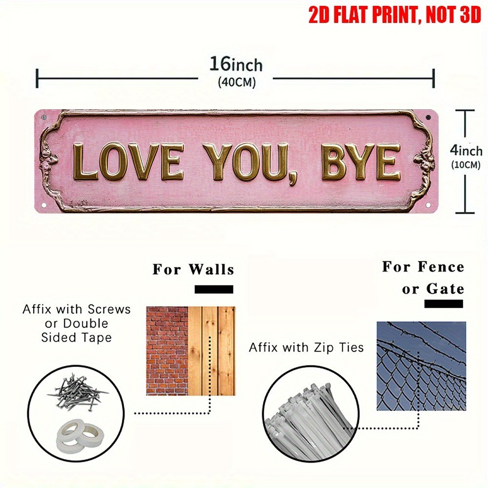 Vintage Love You, Bye Metal Tin Sign Romantic Farewell Decor Home/Door Wall Art