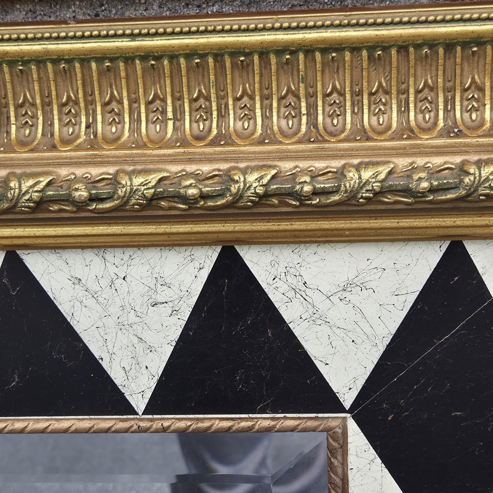 Huge Art Deco Mirror 43×33 Beveled Glass Ornate Frame