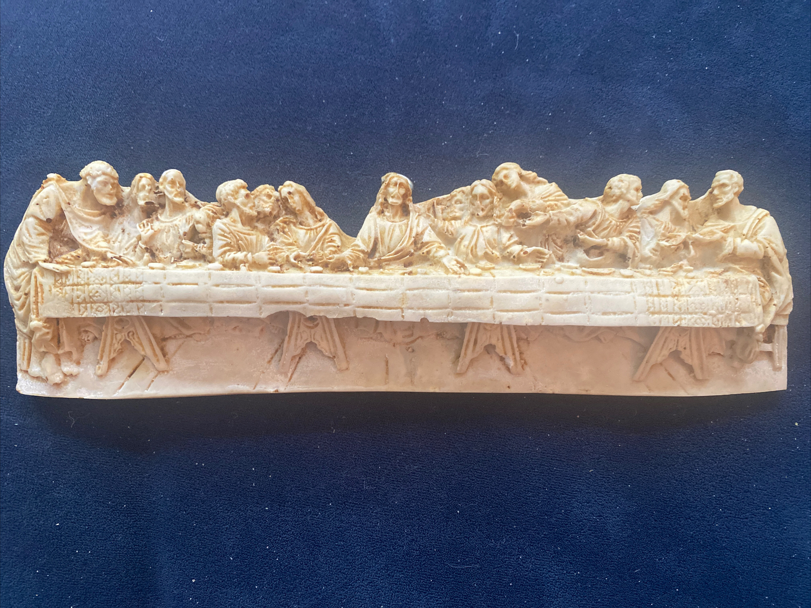 Vintage Last Supper Stone Sculpture Wall Hanging Easter