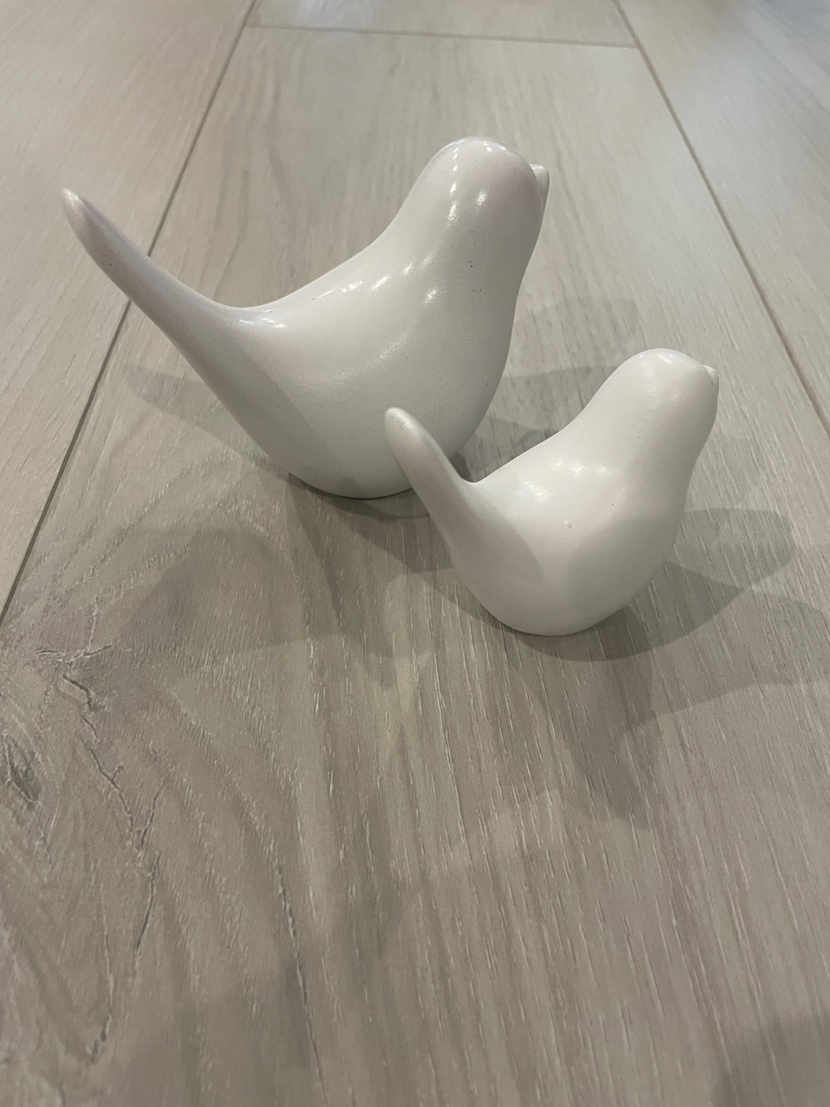 Set of 2, Modern White Matte Birds, NIB