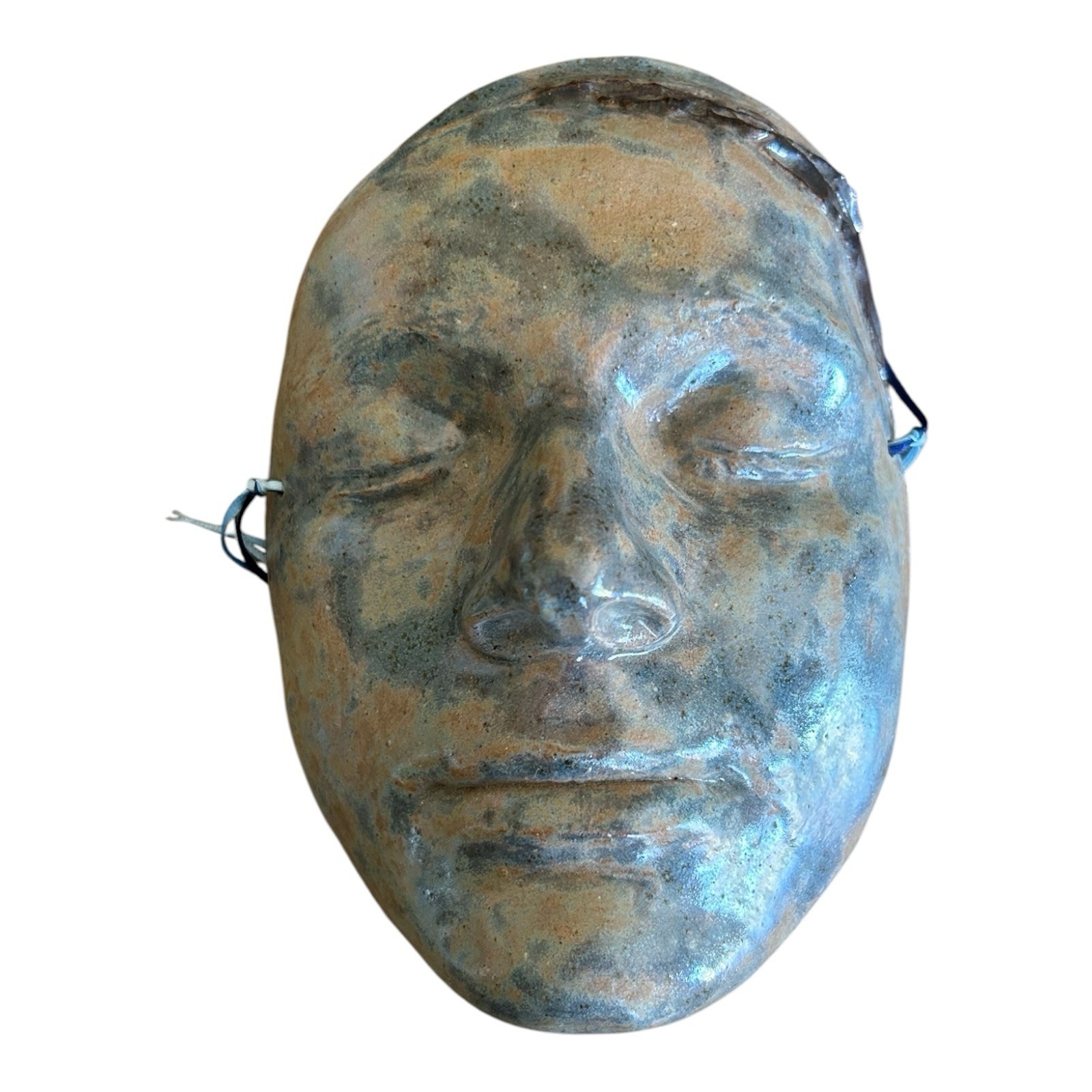 Vintage Studio Art Pottery Face Mask Wall Hanging Signed 1984 Clay Decor 6.5″