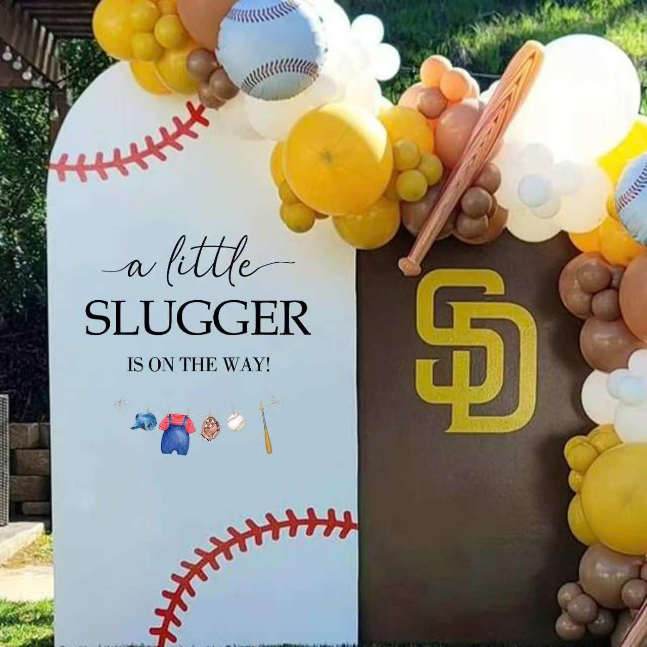 A Little Slugger is On The Way Decal – Baby Shower Backdrop Decorations, Gend…