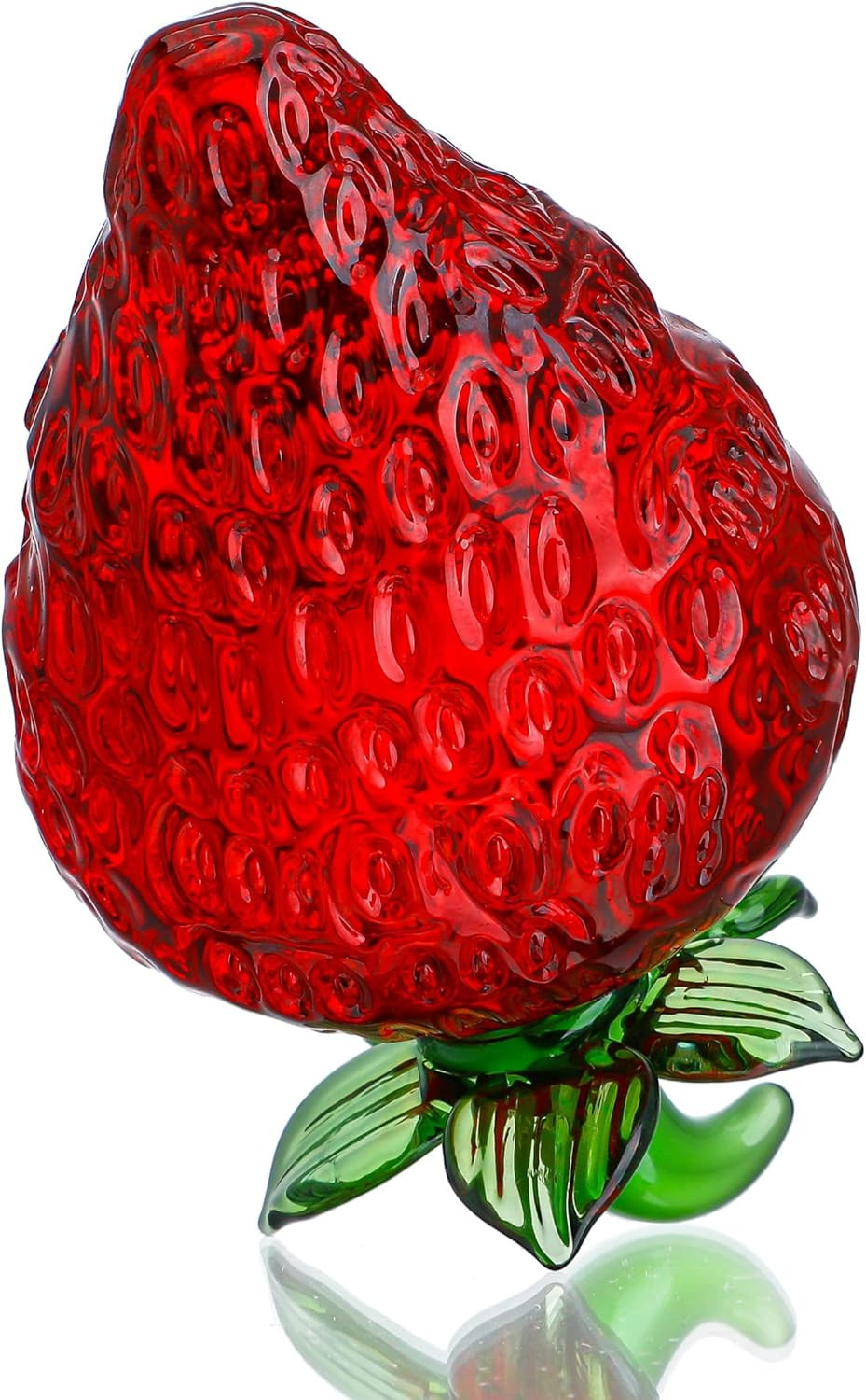 Glass Red Strawberry Figurine Crystal Fruit Collectibles Art Glass Fruits Decora