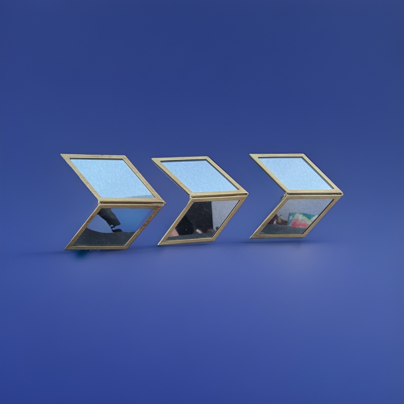 3 Chevron Wall Mirrors by Urban Outfitters Framed in Gold Tone & back hooks