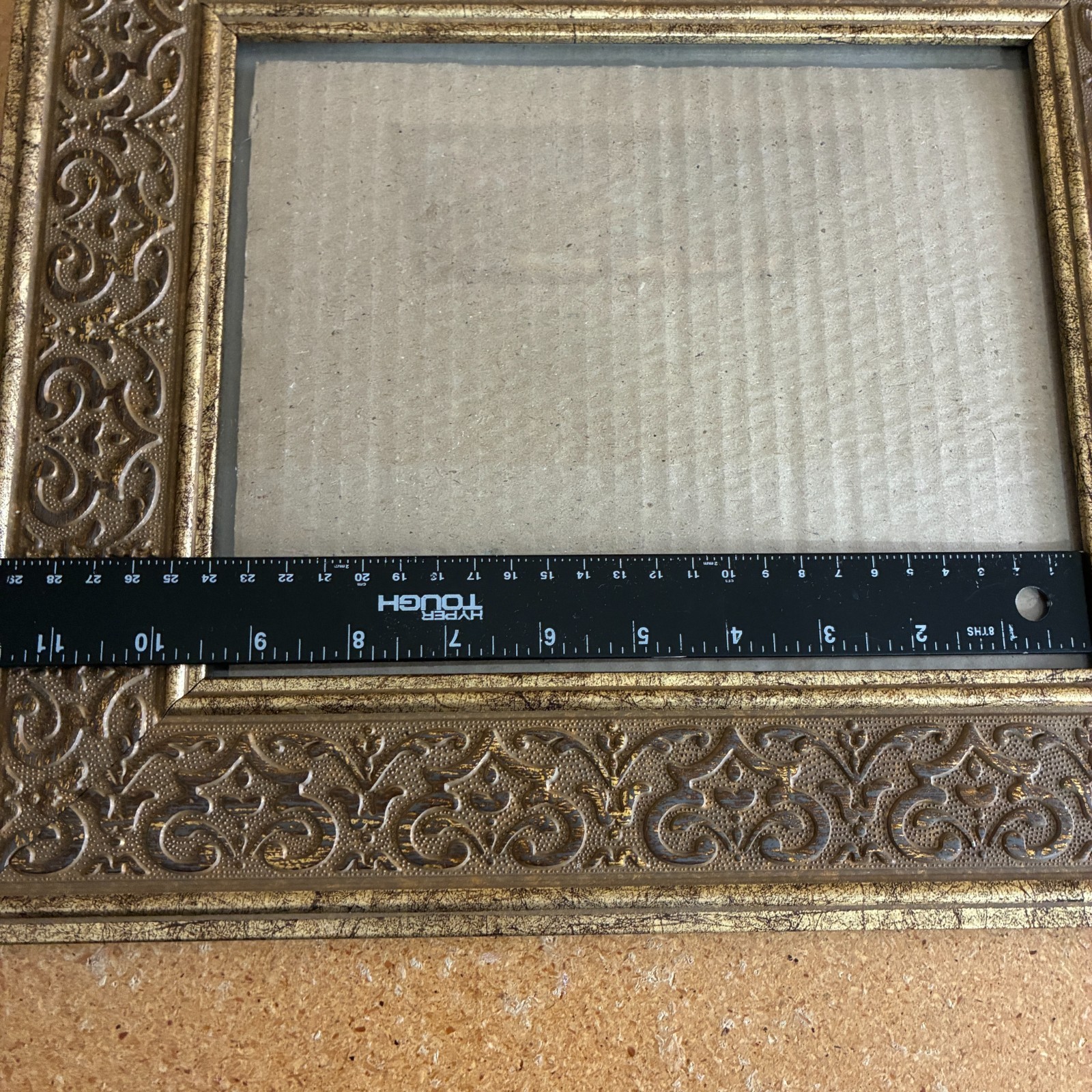 VTG Gold Brown Ornate Wood Picture Frame 15 x 13 Traditional Scroll Detail