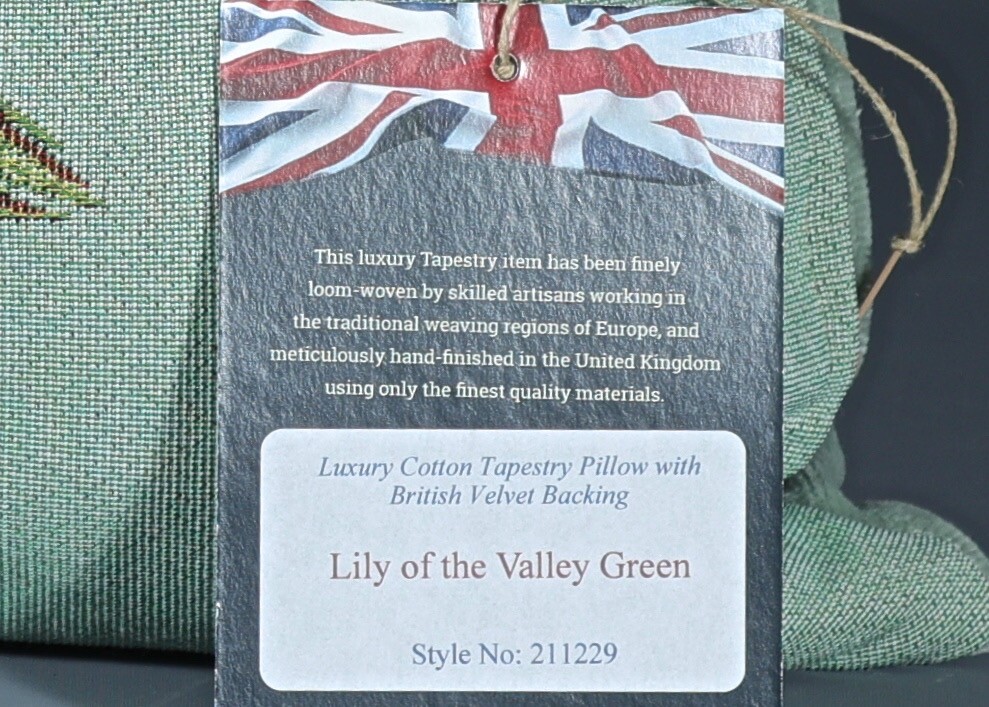 HINES OF OXFORD LILY OF THE VALLEY GREEN Luxury Tapestry Decorative Pillow 18″