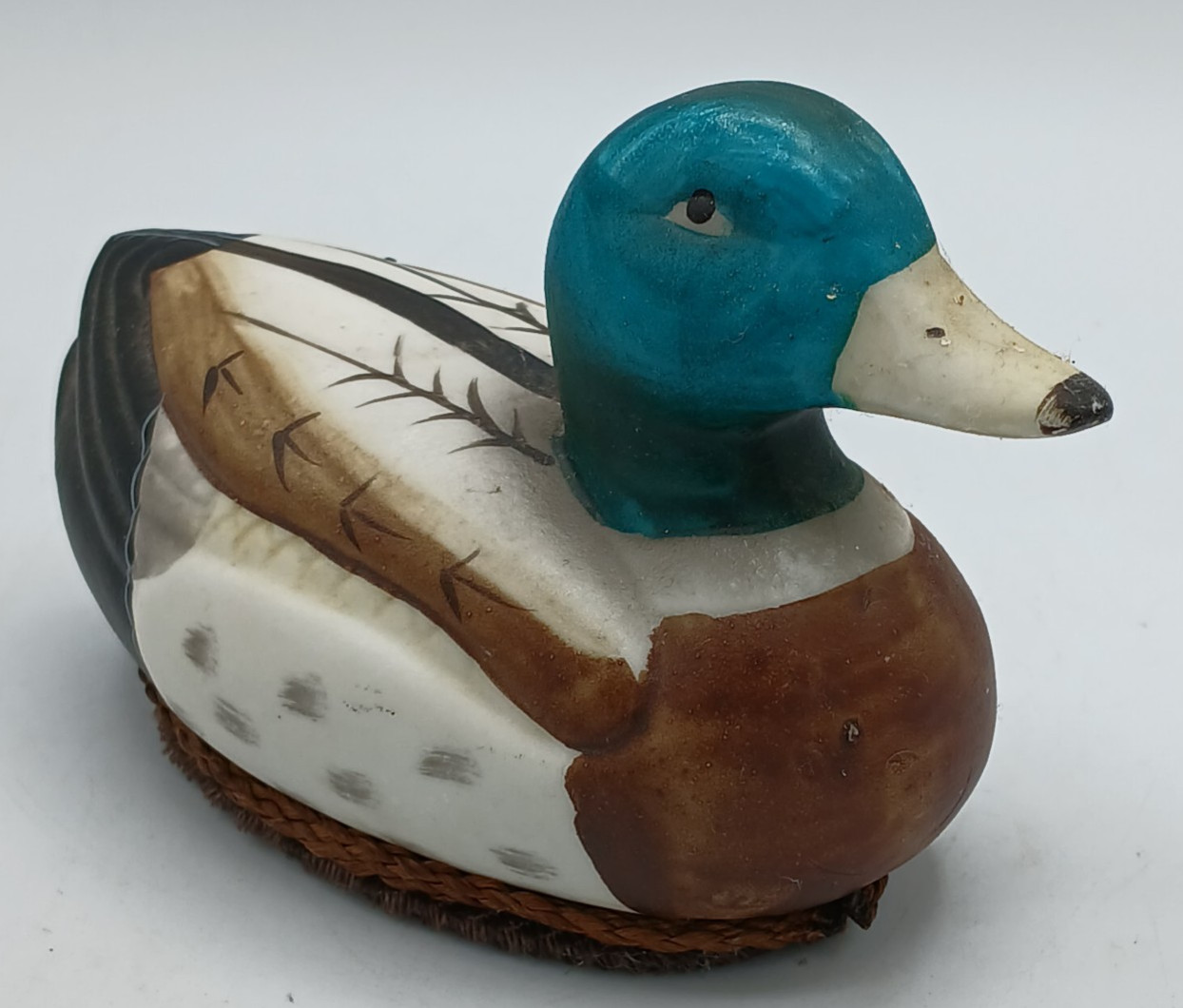 Hand Painted Duck Decoy Figurine Mallard Ceramic 5″