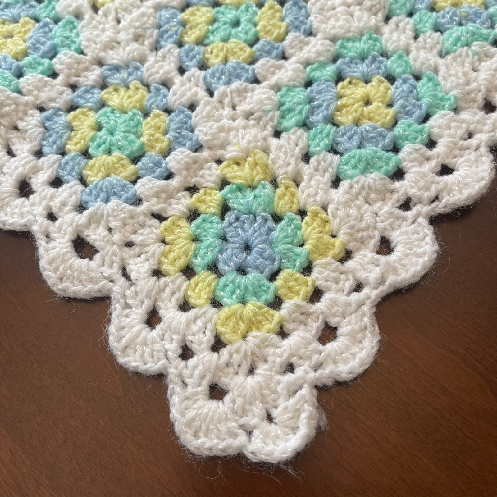 Handmade Multicolor Pastels Crochet Afghan Granny Square Baby Blanket 28×38