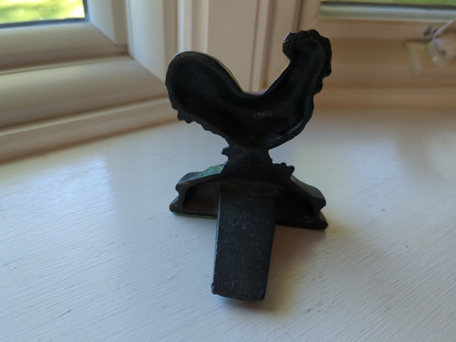 Vintage Cast Iron Farmhouse Kitchen Door Stop Wedge Chicken Rooster Cockerel