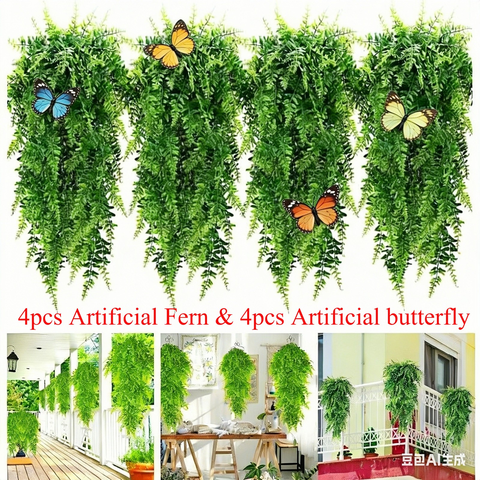 8pc Artificial Hanging Plant Fake Eucalyptus Leaf Vine Home Garden Outdoor Decor