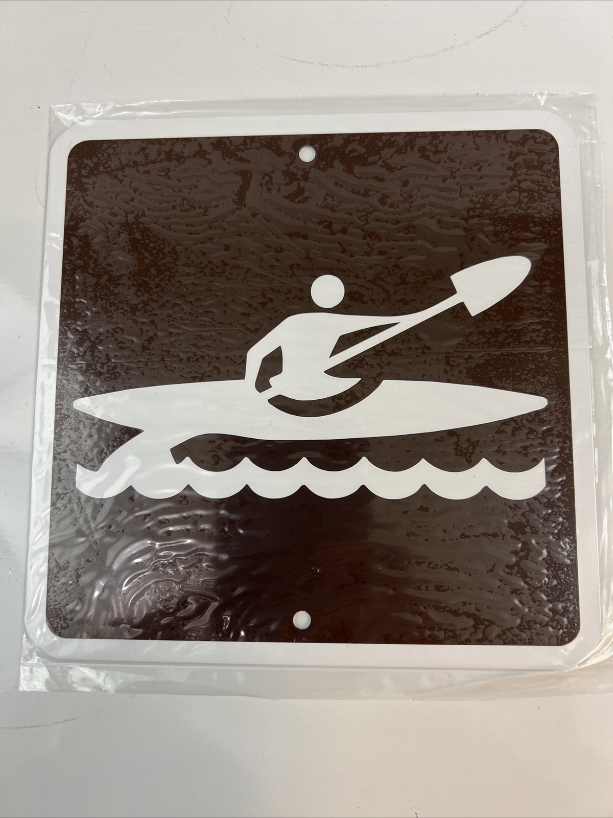 Kayak Metal Parks & Recreation Lake River Kayaking Sign mini 6″x6″ in Brown NEW