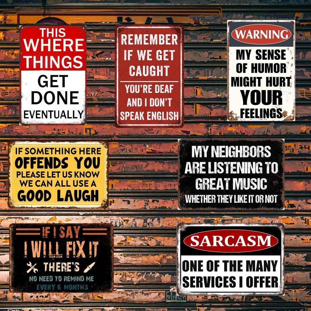 Man Cave Decor Funny Garage Signs For Men Vintage Metal 12 x 8 inches, Color8
