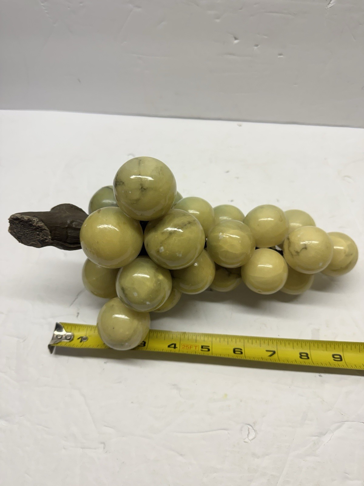 Vintage MCM Beige Italian Alabaster Stone Grape Cluster Sculpture 9” x 4.5”