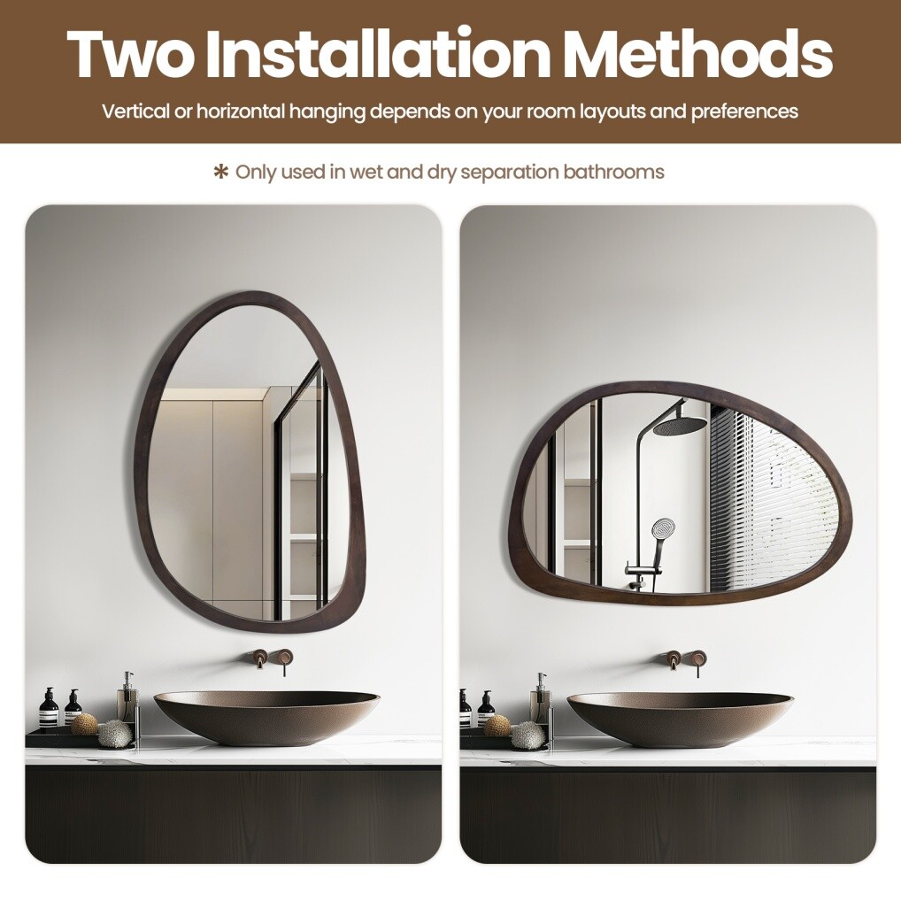 Asymmetrical Mirror Irregular Mirror Wall Mirrors Wood Frame for Home Decorative