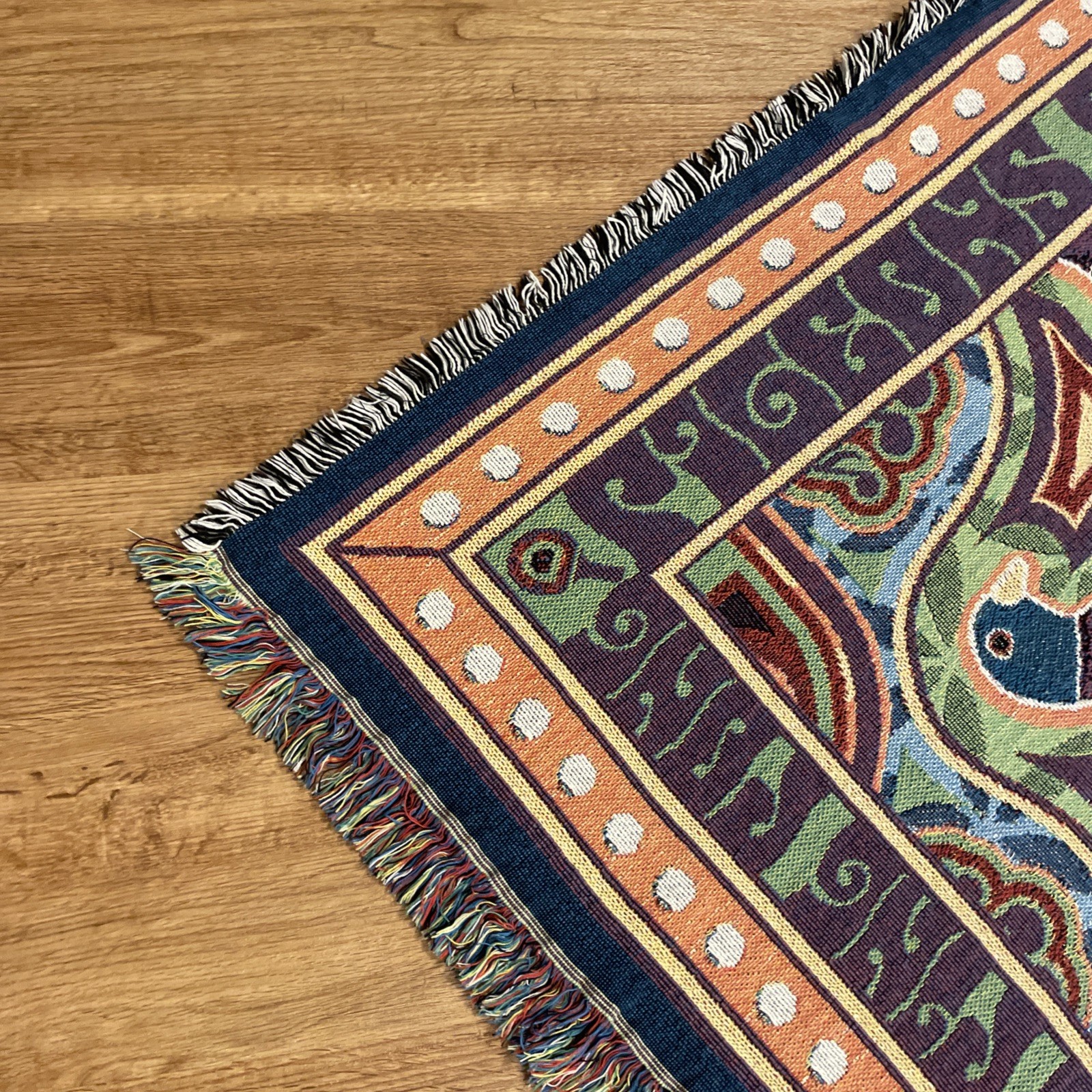 Tapestry Blanket Throw 49”x70” Bird Pattern Vibrant Colors Made In USA