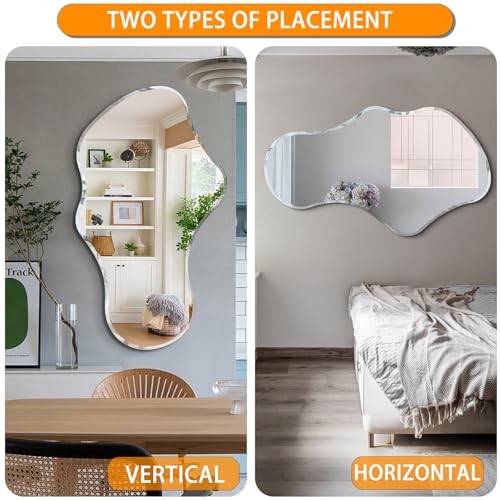 36 x 24 Beveled Edge Frameless Wall Mirror, Modern Asymmetrical Cloud Shape