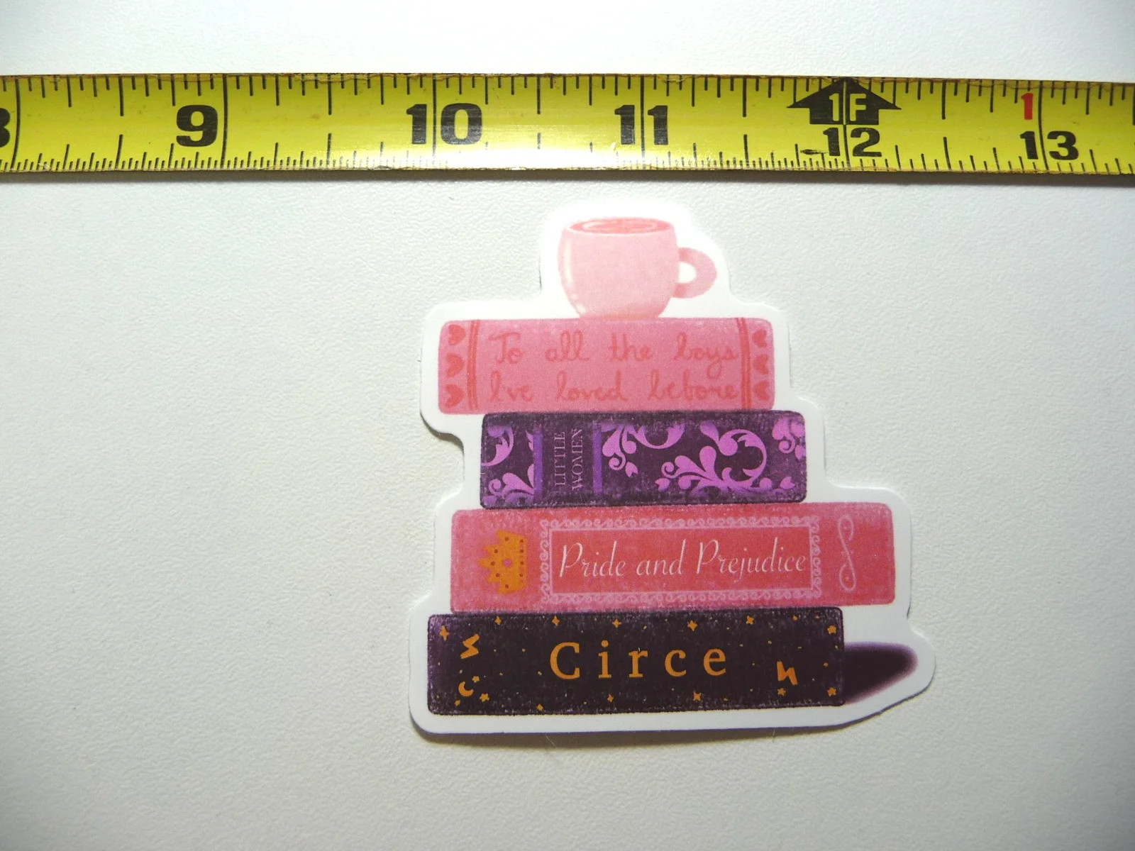 COFFEE ON BOOKS SMALL STICKER DECAL READING NOVEL LIBRARY STORY FUNNY
