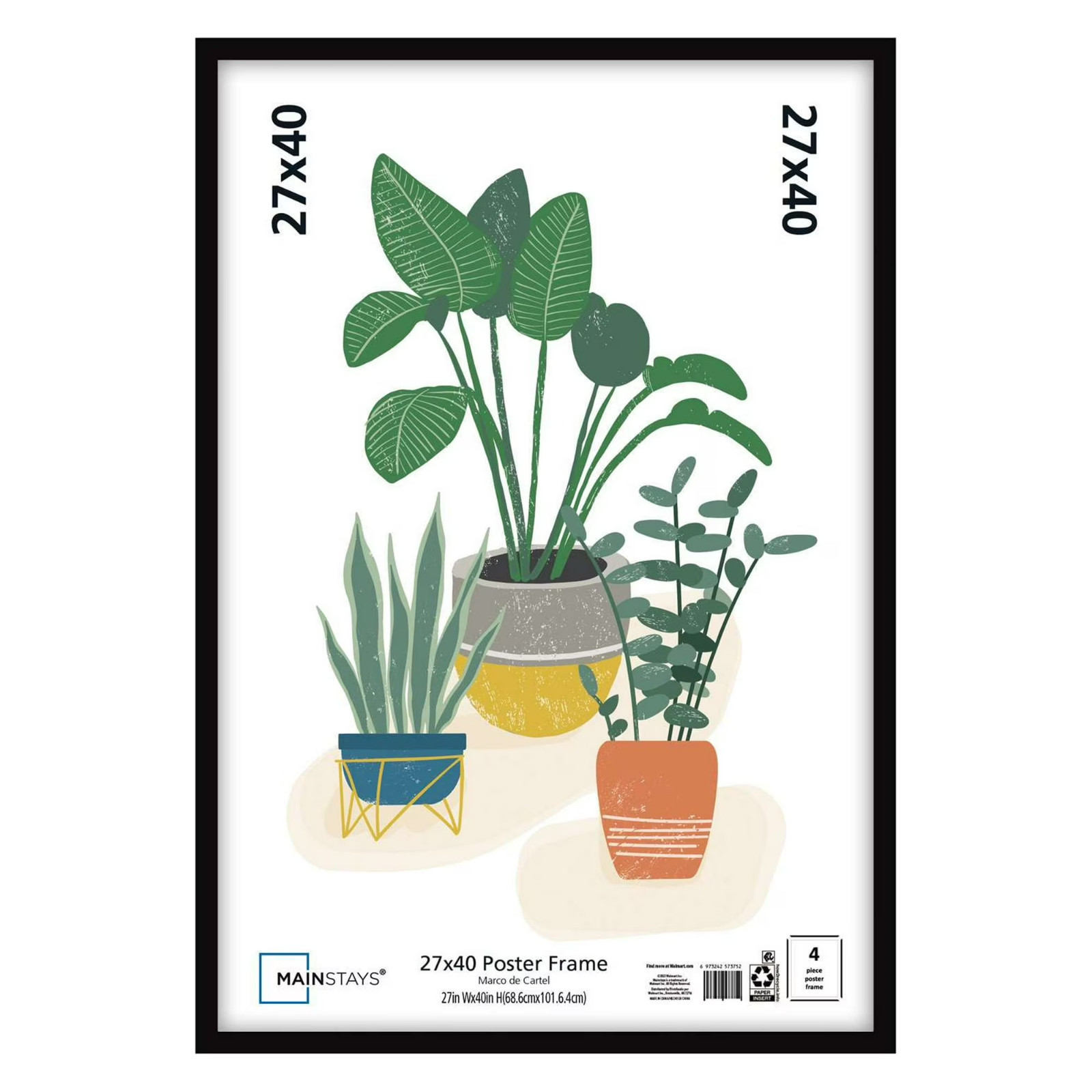 Mainstays – 27×40 Picture Frame – Black Flat Profile Wall Photo Frame