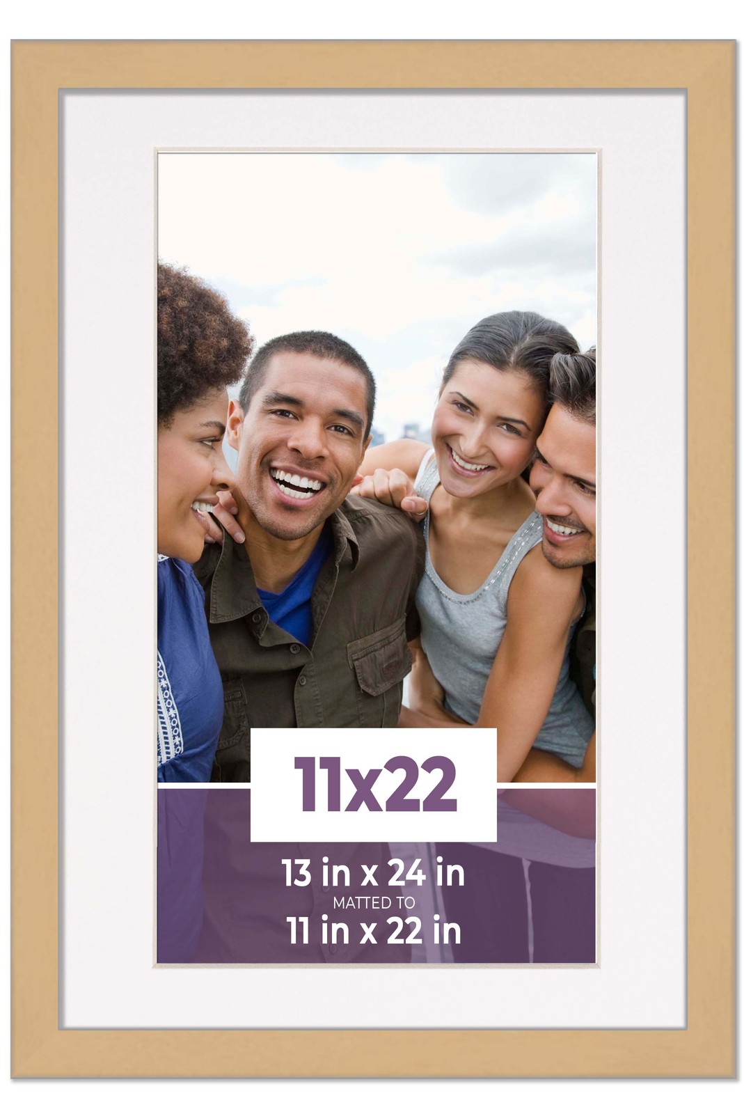 11×22 Frame Natural With White Picture Mat For 11×22 Photo – Natural 13×24 Frame
