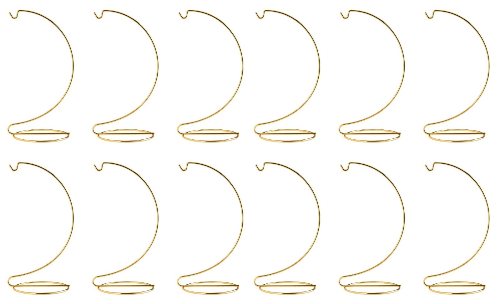 8 Inch Tall Bright Gold Ornament Display Stand Wire Hanger Holders, Pack of 12