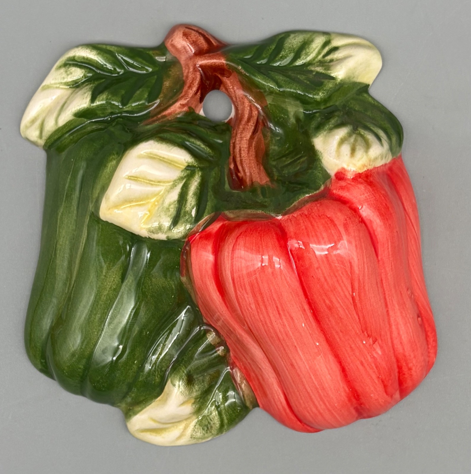 4 VTG Ceramic Glazed Fruit Vegetable 3D Kitchen Decor Wall Hanging Plaques MCM
