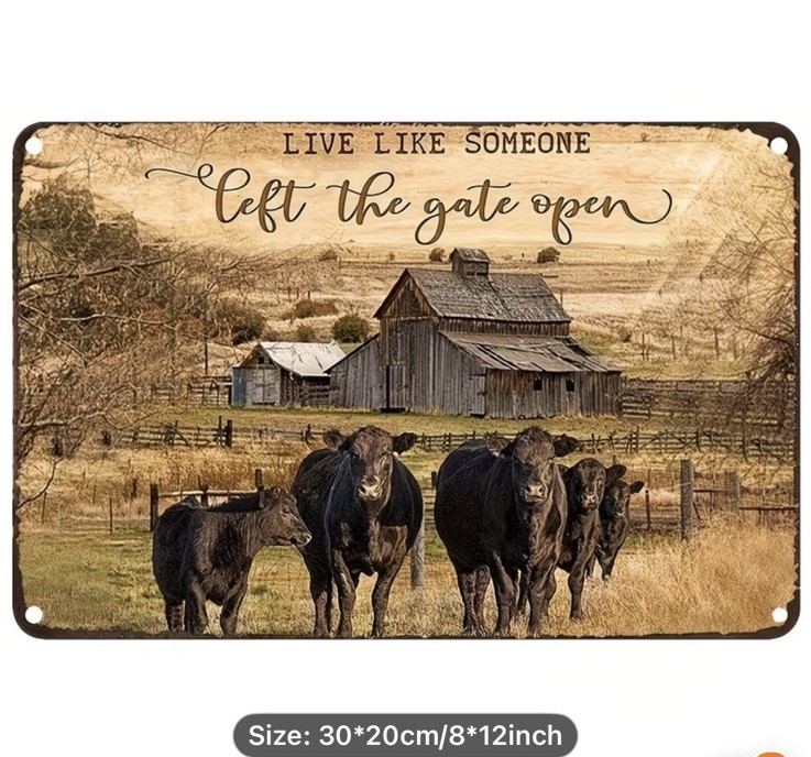 Farmhouse Metal 8×12 Inch Family Quotes “Live Like Someone Left The Gate Open”