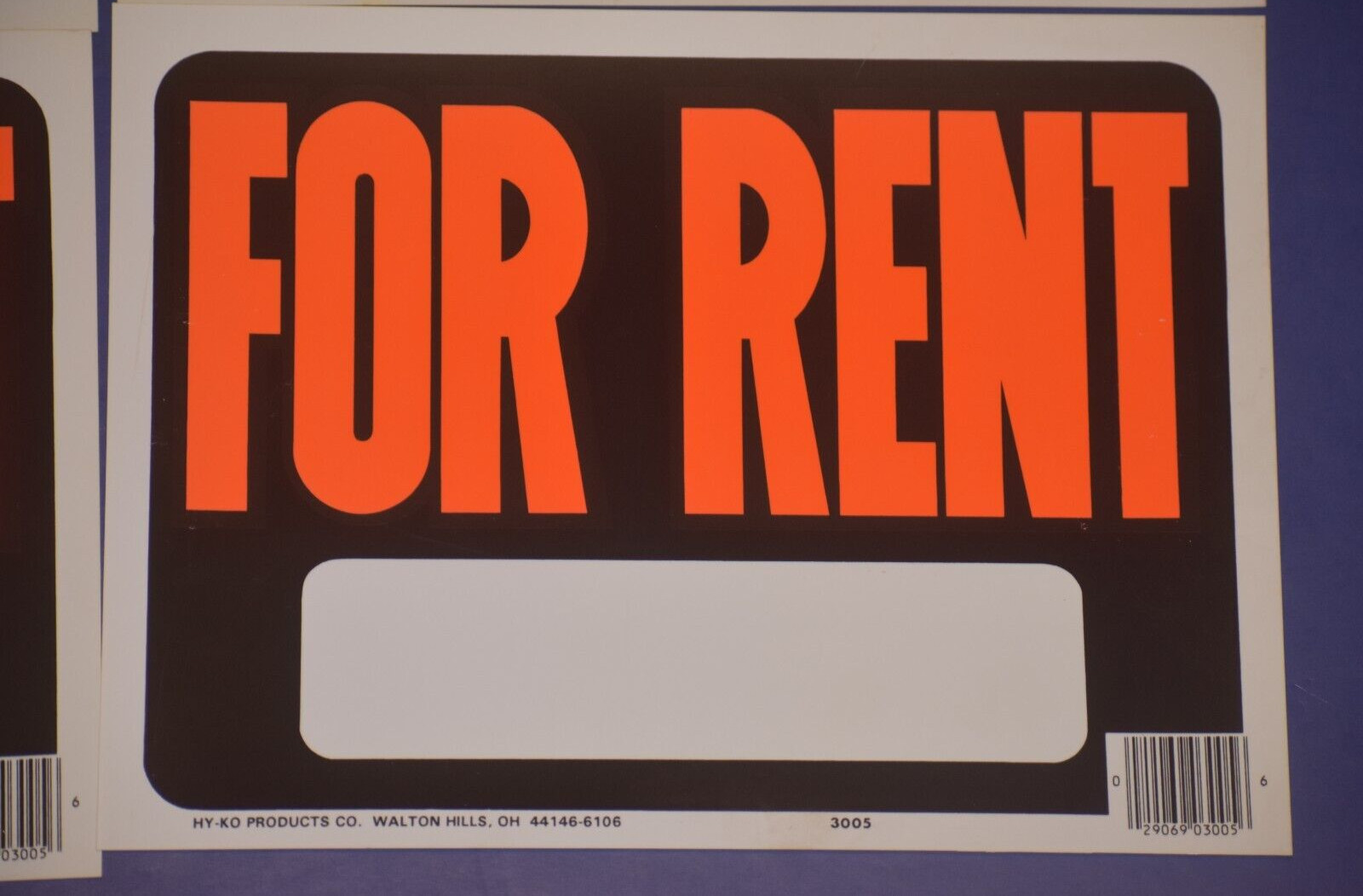 4 Vintage 9 In. X 12 In. Plastic Sign Hy-Co 2 FOR RENT 1 EXIT 1 YES WERE OPEN