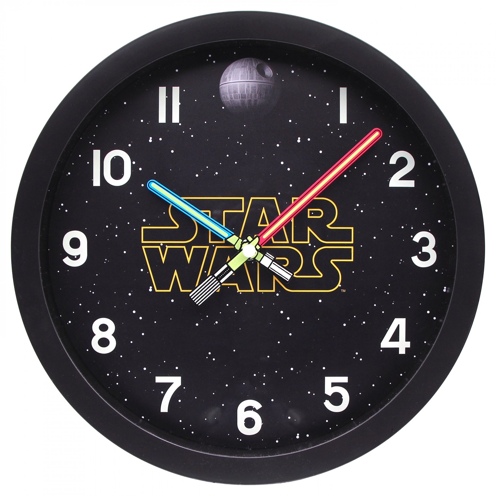 Star Wars Light Saber Clock Hands 10″ Analog Wall Clock Black