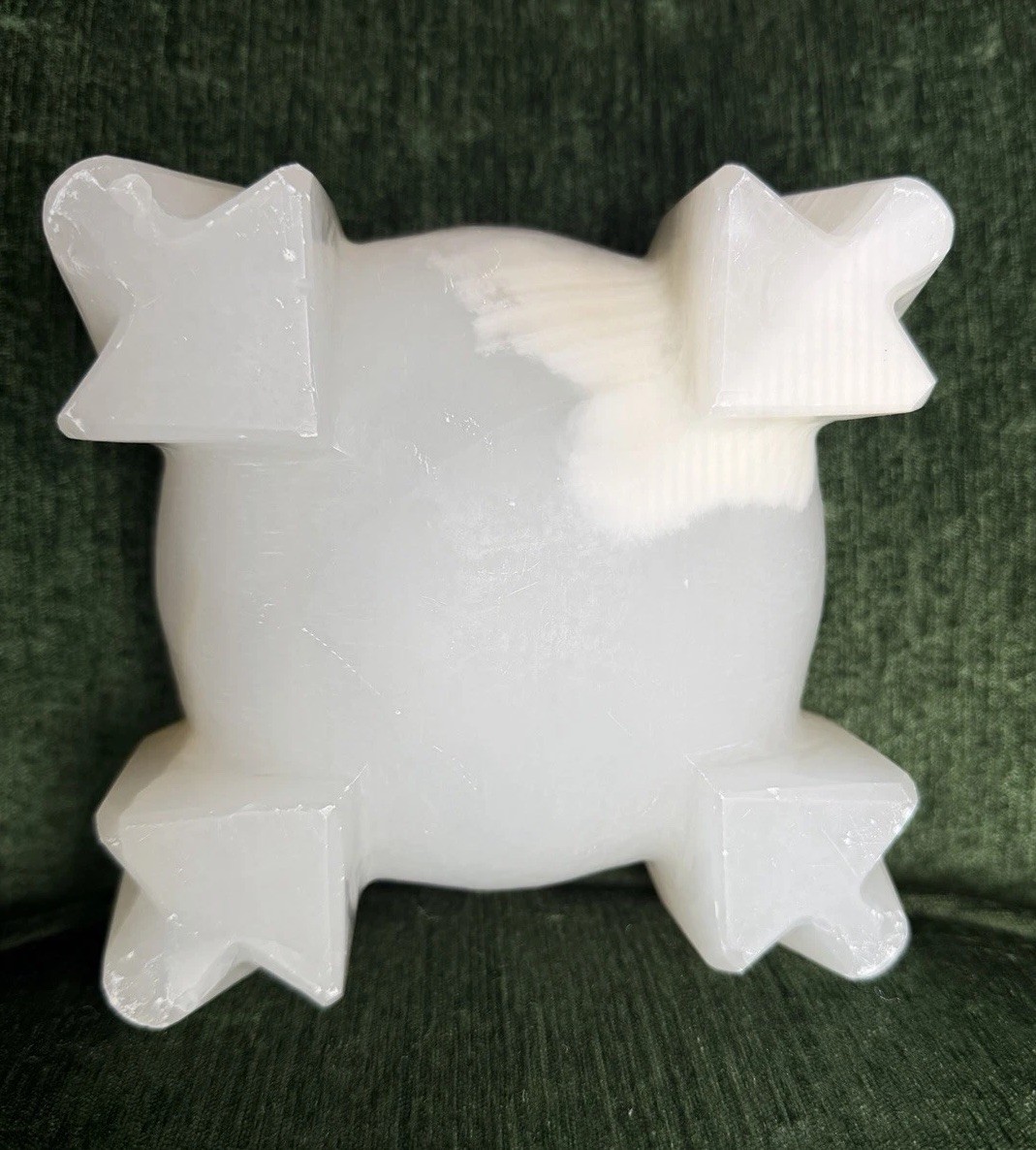 Vtg Mid Century Mexican White Onyx Bowl Sculptural Hand Carved Mesoamerican 3lb