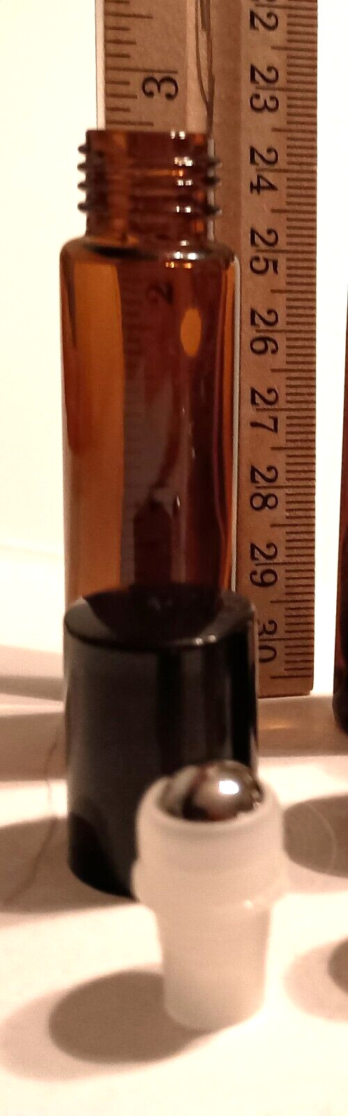 NEW 6 Amber 10ml Glass Roll-on Bottles Stainless Steel Ball *** EMPTY ***