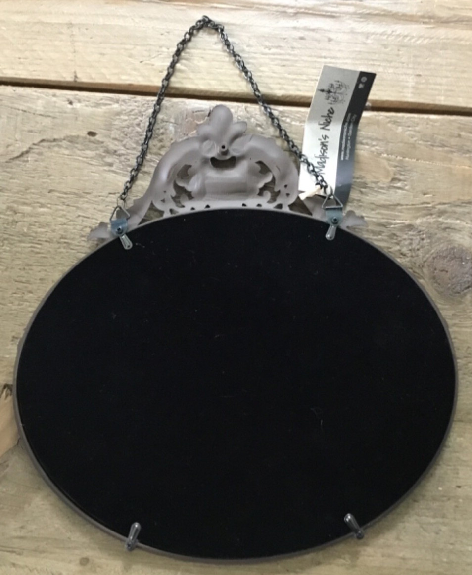 Cool Madison’s Niche Gothic Style Oval Pewter Mirror For Any Room NEW wTag 10X13