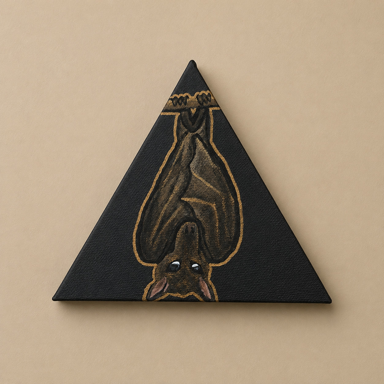 Bat Triangle Canvas Wall Art Hand Painted Gothic Decor