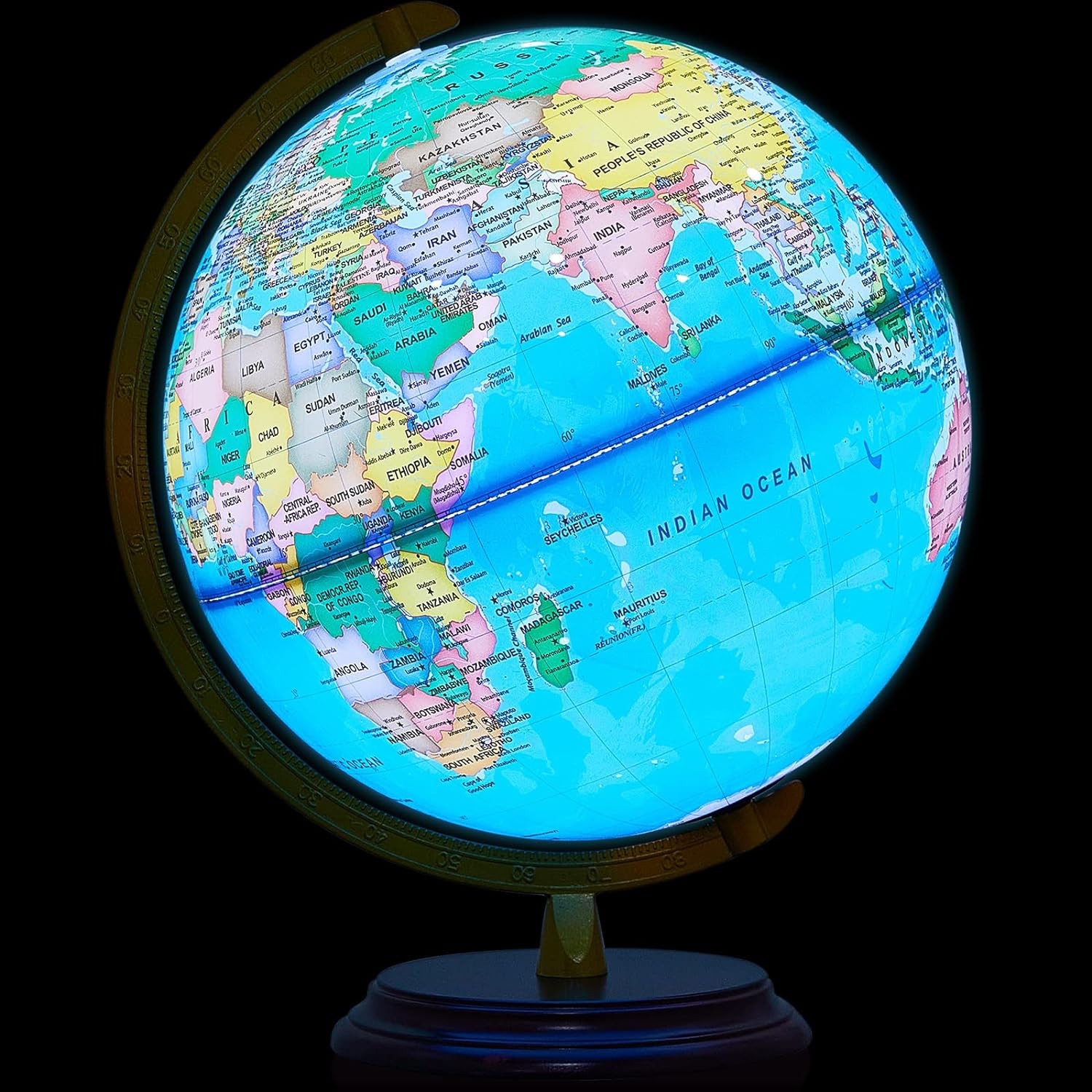 13” Illuminated World Globe for Adults 720°/360° Rotation Rewritable Light up G