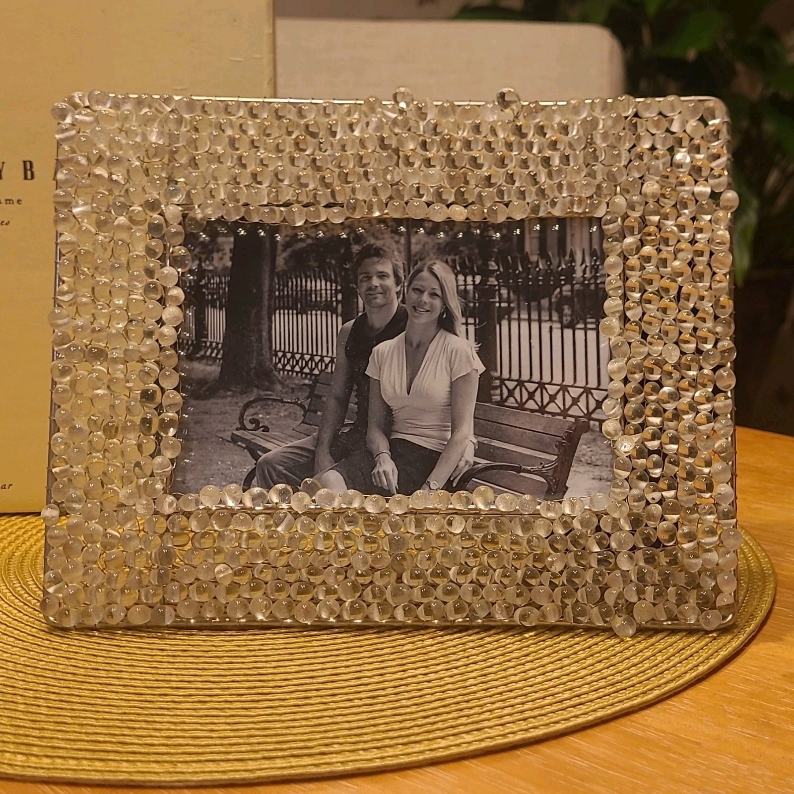 Pottery Barn Bijou Frame Clear-Beaded Glass Ornate 4×6 Photo Frame Rectangle