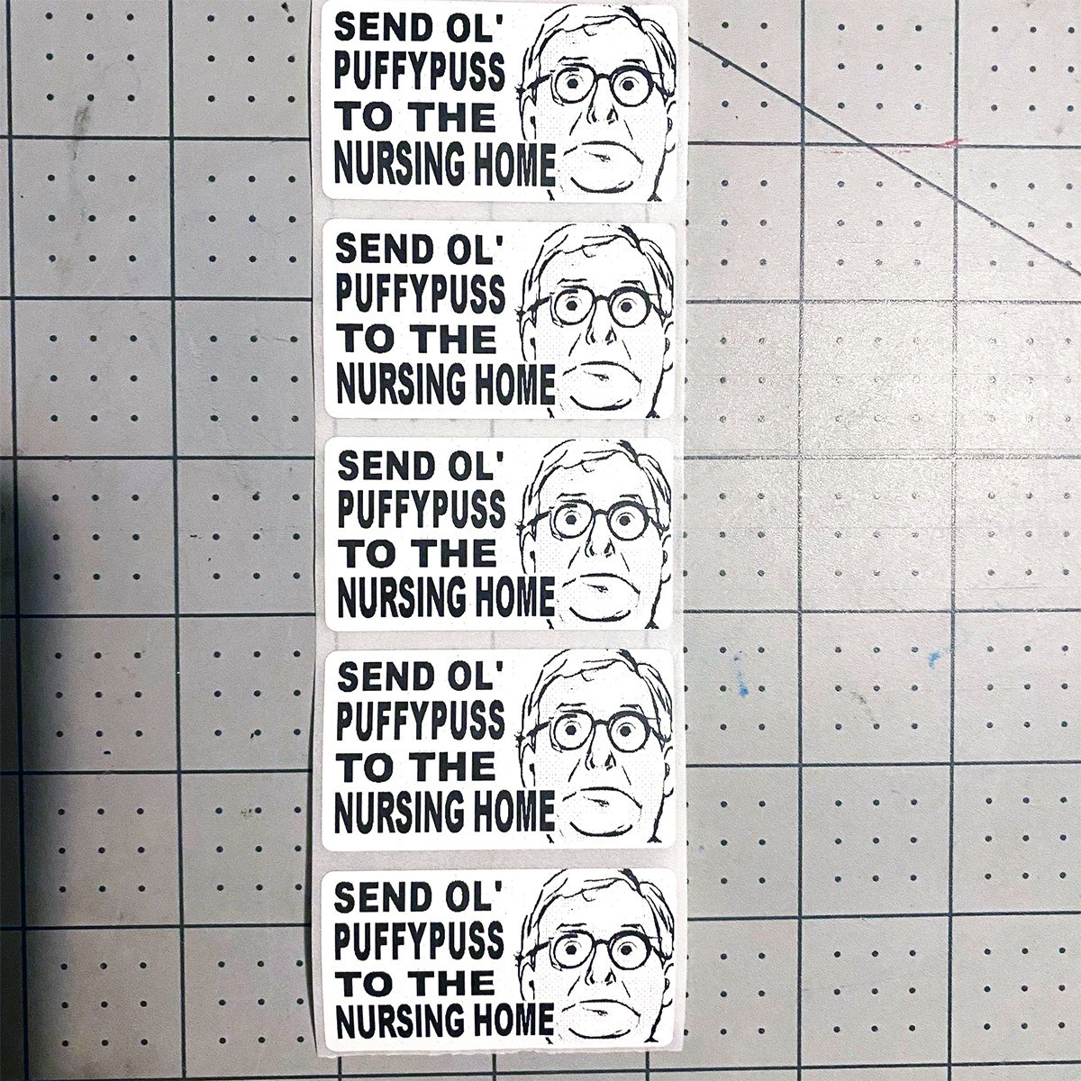 “SEND OL’ PUFFYPUSS TO THE NURSING HOME” Anti Mitch Mcdonnell Statement Stickers