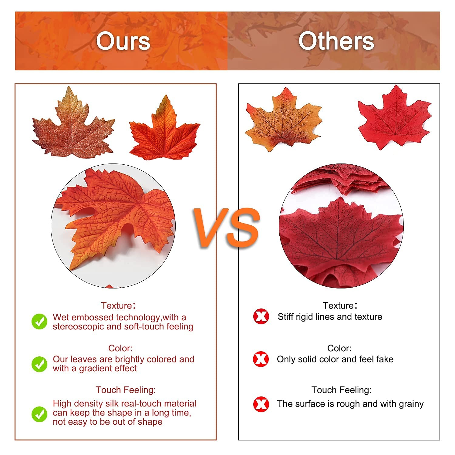150 Pcs Fake Fall Maple Leaves Assorted Color, Silk Artificial Autumn Leaf Set