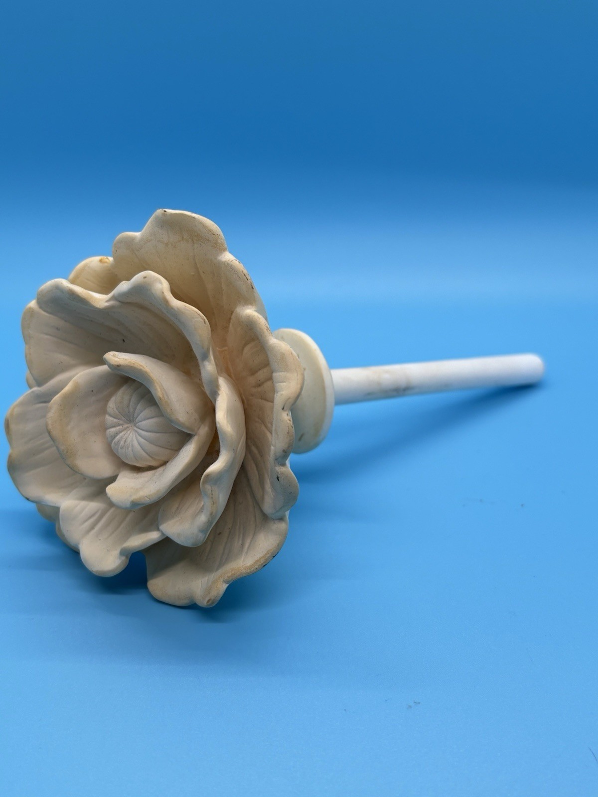 Vintage Ceramic Porcelain White Flower Rose Stem