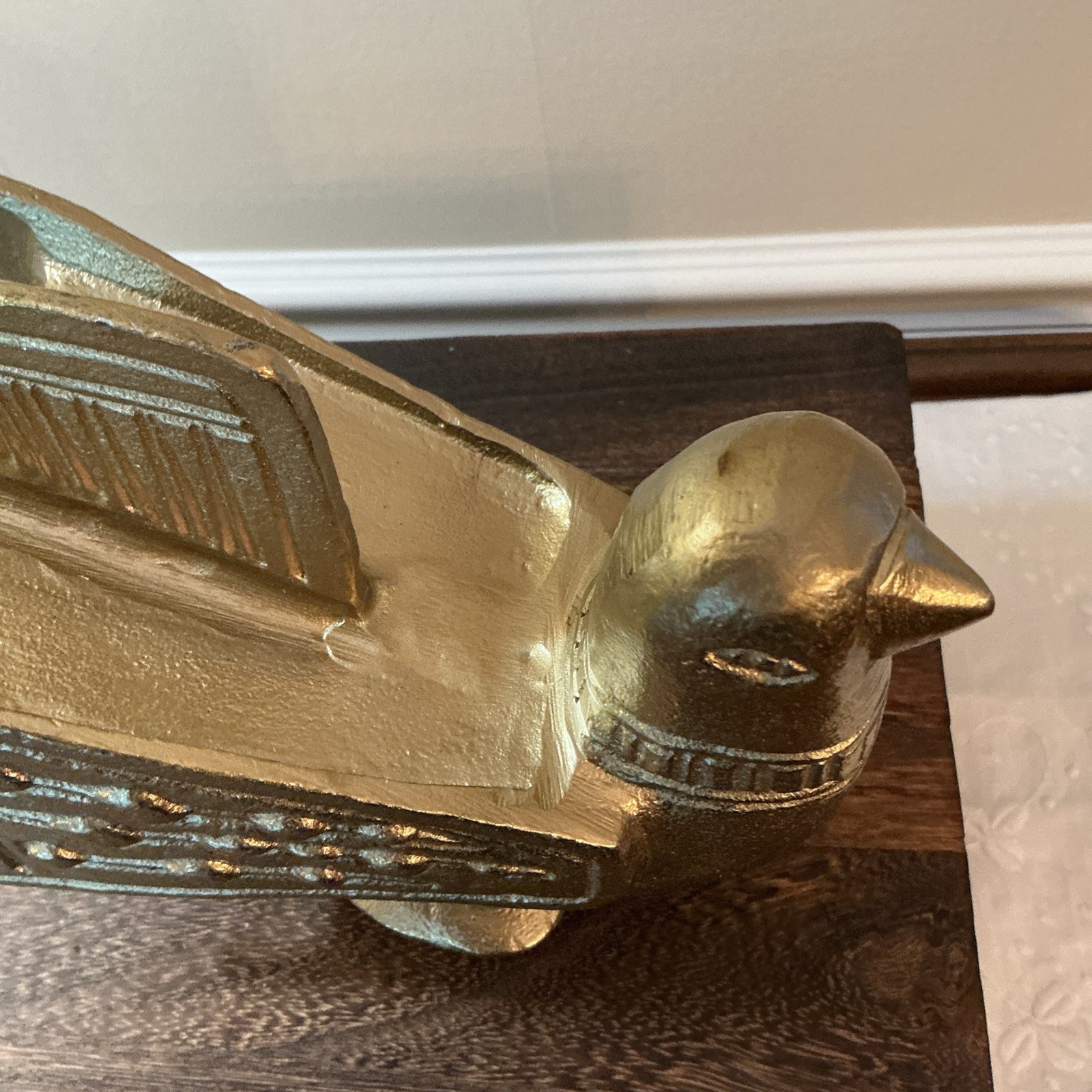 Cast Metal Bird Sculpture Project 62 Eames Style Gold Finish Dove Peace MCM