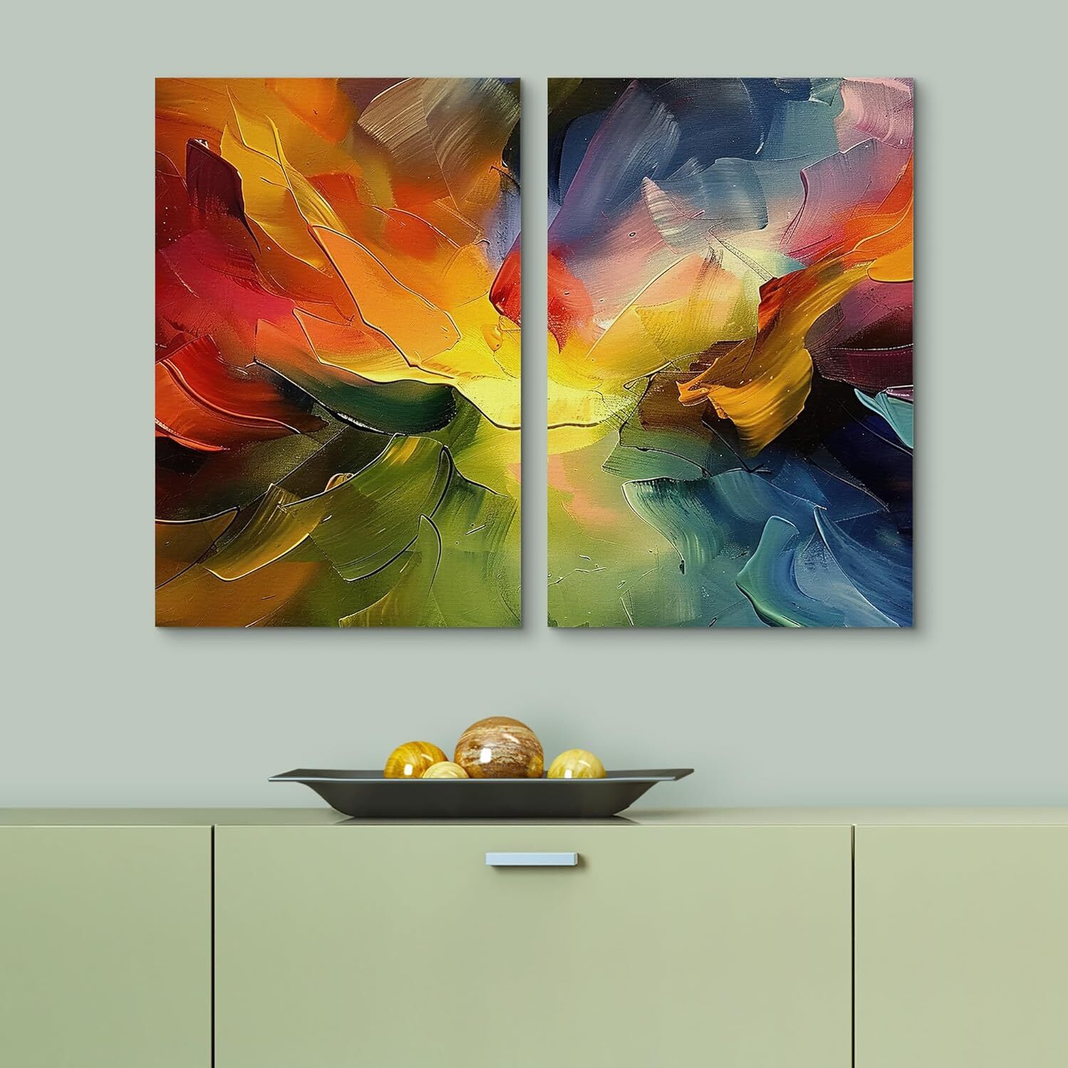 Rainbow Abstract Wall Art Multicolor Minimalist Canvas Prints