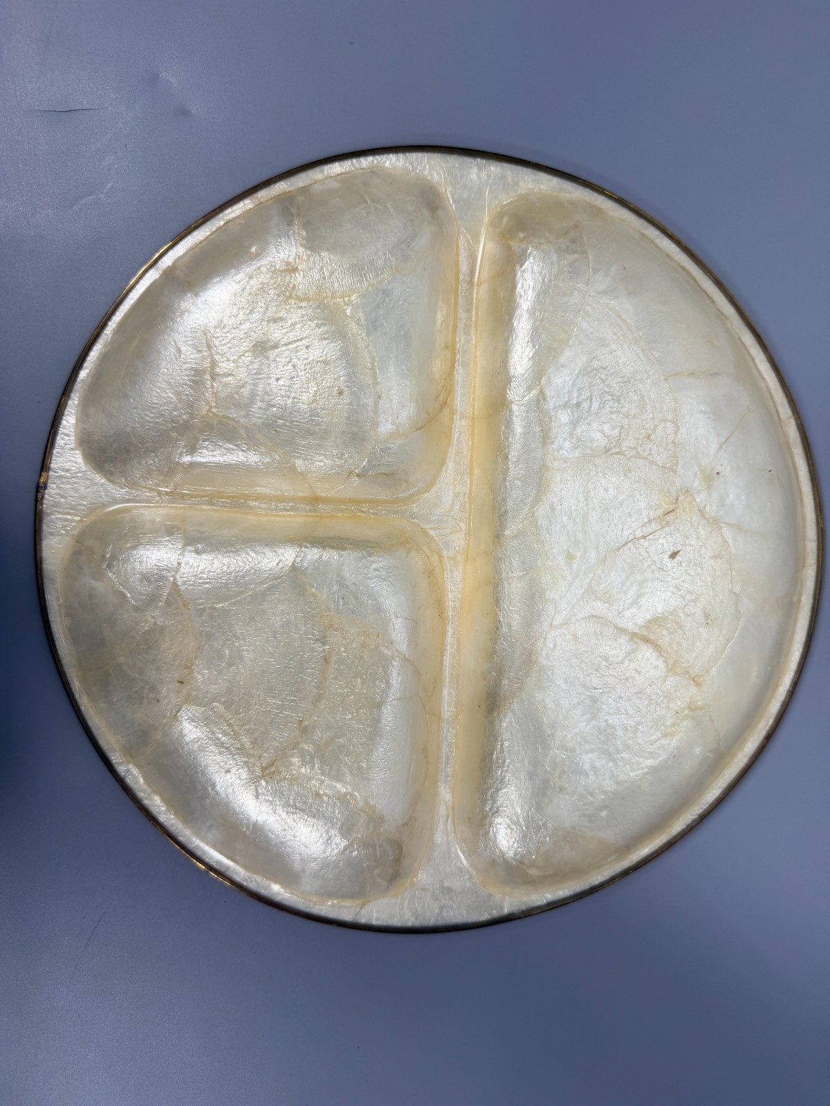 Vintage Capiz Shell Plate Philippines Mother of Pearl Decorative Dish 10″