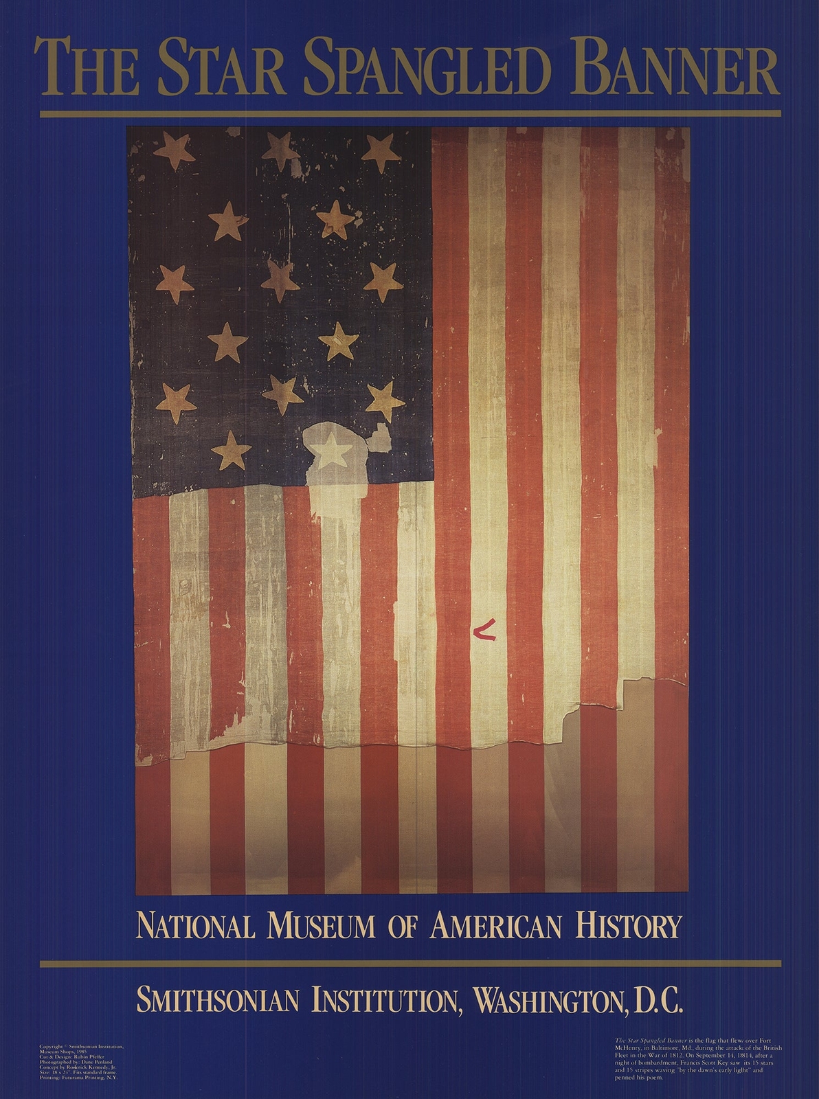 ARTIST UNKNOWN Star Spangled Banner 24″ x 18″ Offset Lithograph 1985 Contemporar
