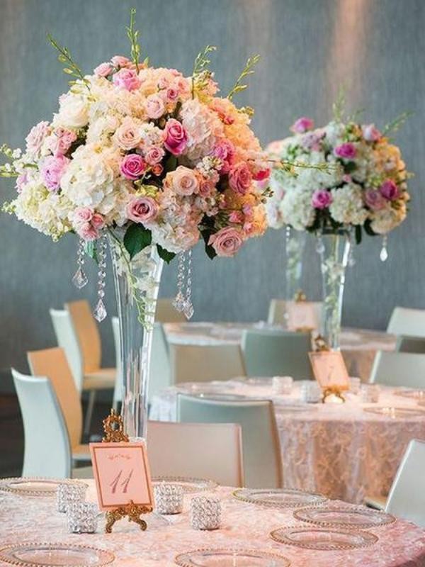 4 pcs 28″ tall Clear GLASS Trumpet VASES Wedding Party CENTERPIECES Supplies